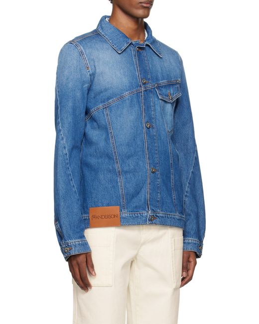 J.W. Anderson Blue Jw Anderson Logo Embroidered Twisted Denim Jacket for men