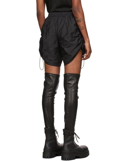 we11done Black Elasticated-Waist Shorts