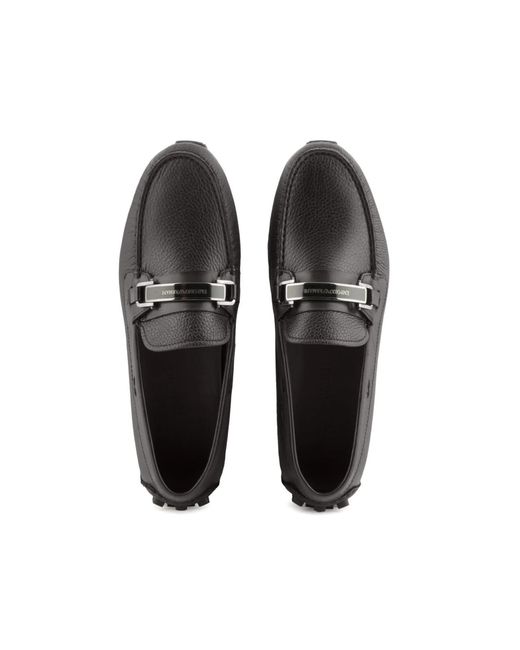 Emporio Armani Gray Round-Toe Loafers for men