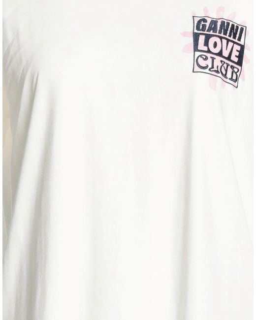 Ganni White Solid Color Short-Sleeved Shirt