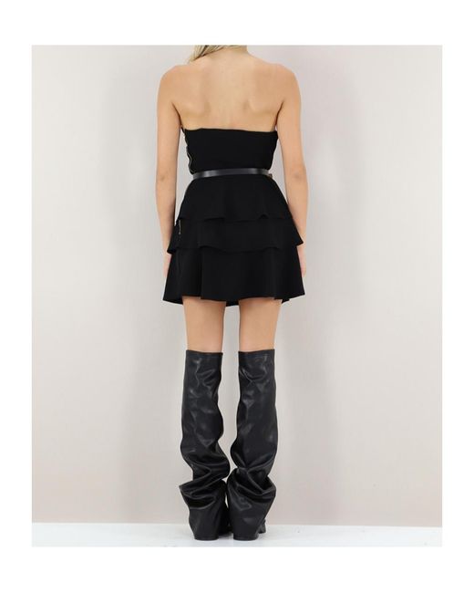Elisabetta Franchi Black Sleeveless Off-The-Shoulder Dress