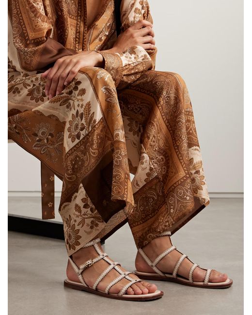 Zimmermann Metallic Goldie Leather Sandals