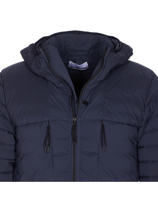 Stone Island Blue Hooded Zip-Up Jacket for men