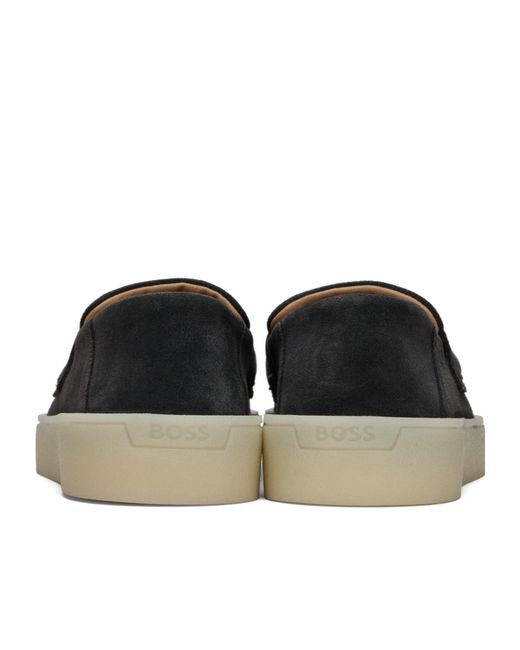 Boss Black Boss Tonal Stitched Slip-On Boat Shoes for men