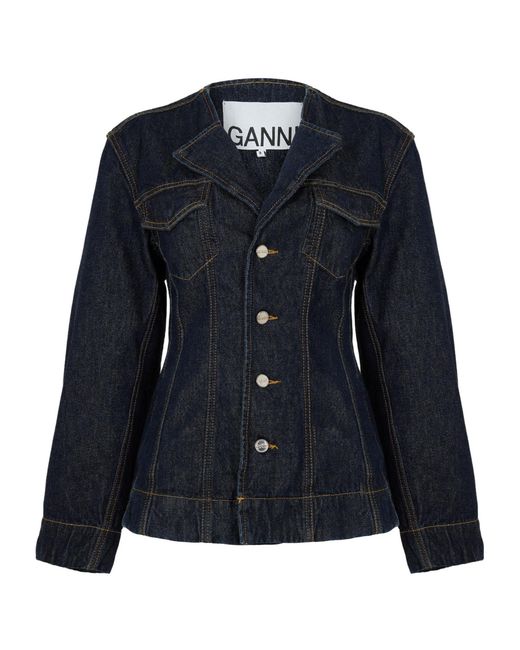 Ganni Blue Denim Blazer