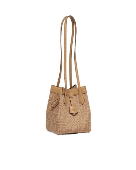 Fendi Metallic Origami Drawstring Mini Bucket Bag