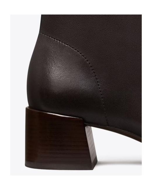 Tory Burch Black Logo Plaque Square-Toe Ankle Boots