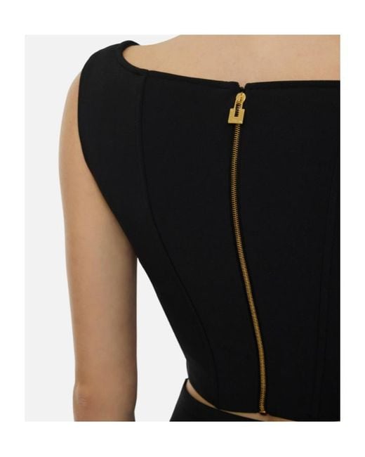 Elisabetta Franchi Black Sweetheart-Neckline Top