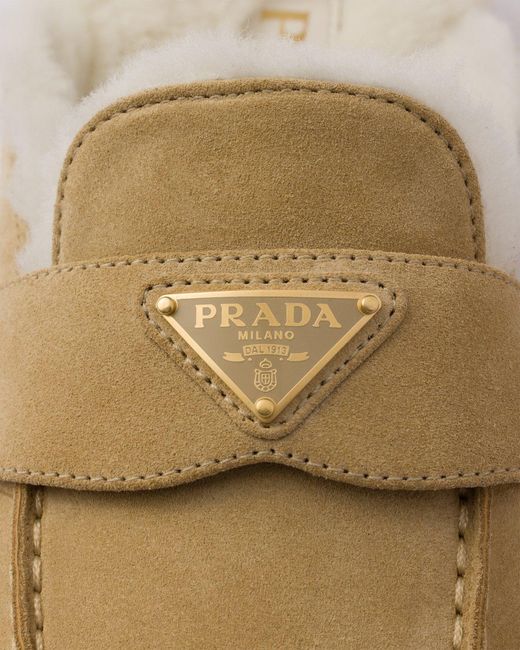Prada Multicolor Triangle-Logo Round-Toe Mules