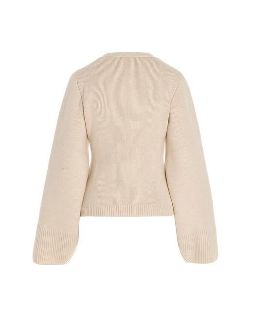 Khaite Natural Scarlet Buttoned V-Neck Cardigan