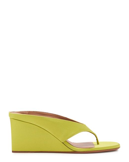 Alaïa Yellow Satin Block Heel Slippers