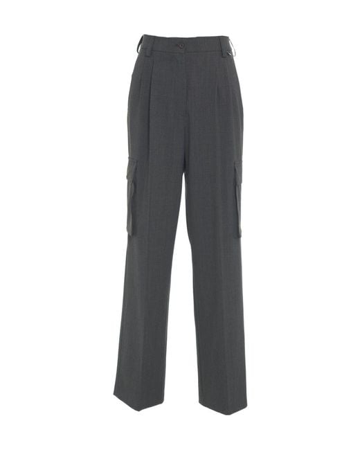 Herno Gray High-Waisted Cargo Tailored Trousers