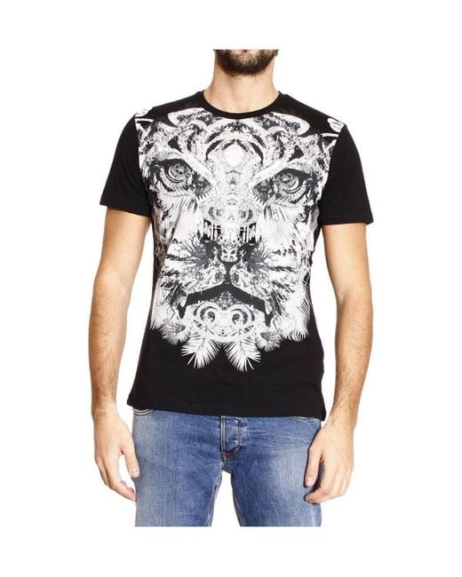 Just Cavalli Black Printed T-Shirt for men