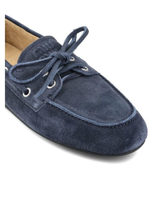 Miu Miu Blue Round-Toe Loafers