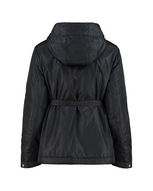 Duvetica Black Long-Sleeved Hooded Casual Jacket