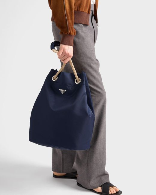 Prada Blue Mariner Medium Re-Nylon Tote Bag for men