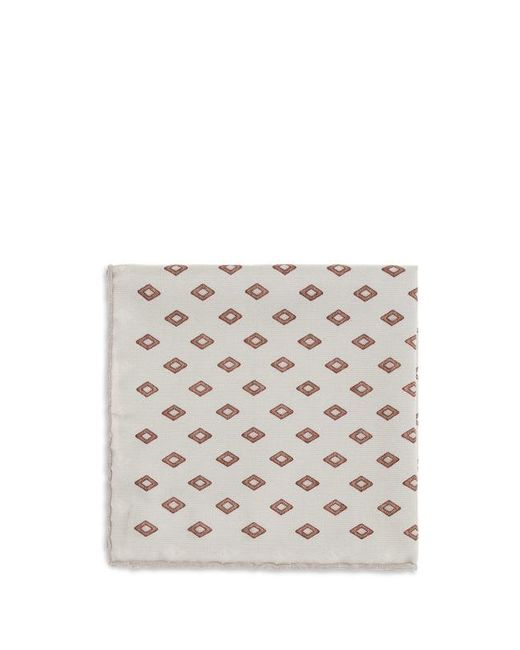 Brunello Cucinelli White Silk Scarf for men