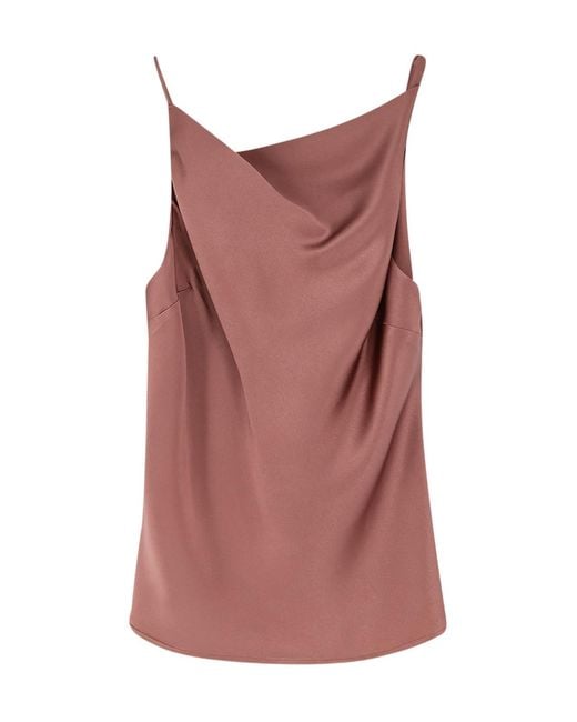 Alysi Purple Asymmetric Draped Camisole Top
