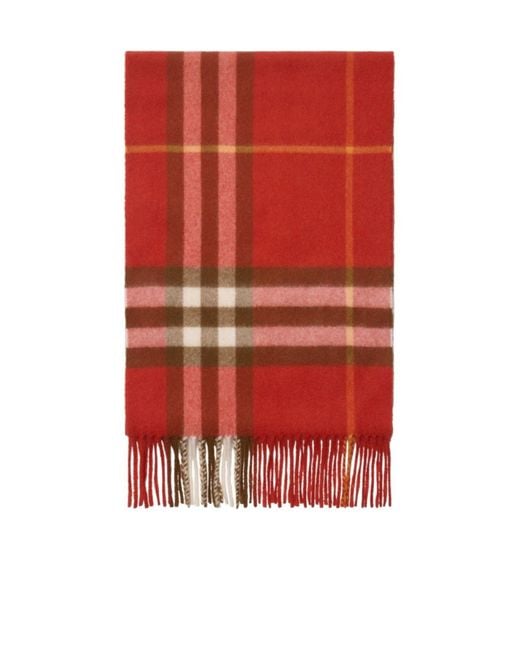 Burberry Red Checked Fringed-Edge Scarf for men