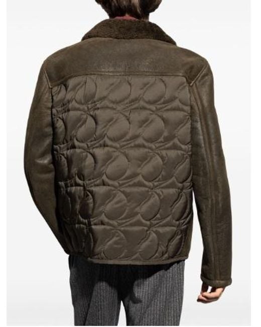 Etro Green Jacket With Fur Collar for men