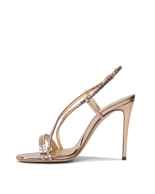 Casadei Metallic Round-Toe High-Heeled Sandals