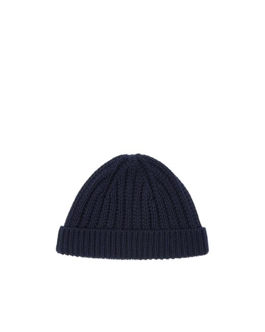 Loro Piana Blue Ribbed Beanie for men