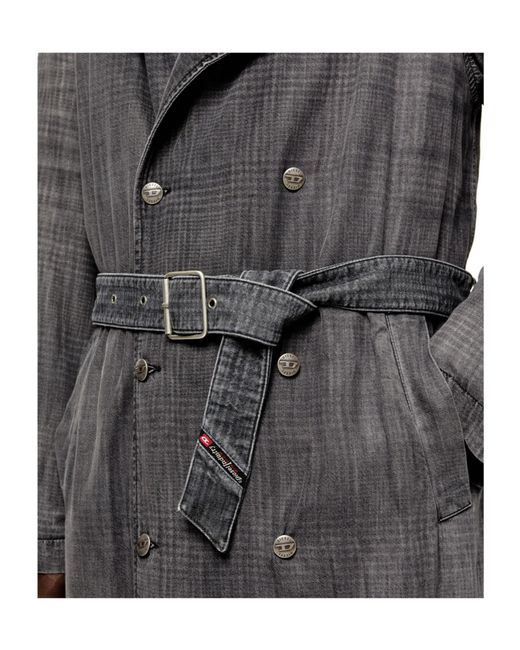 DIESEL Gray D-Matthew- Double Breasted Belted Coat for men