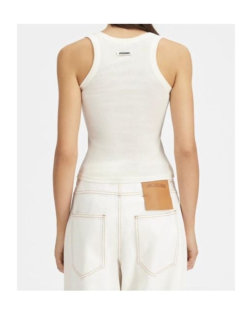 Jacquemus White Ribbed Tank Top