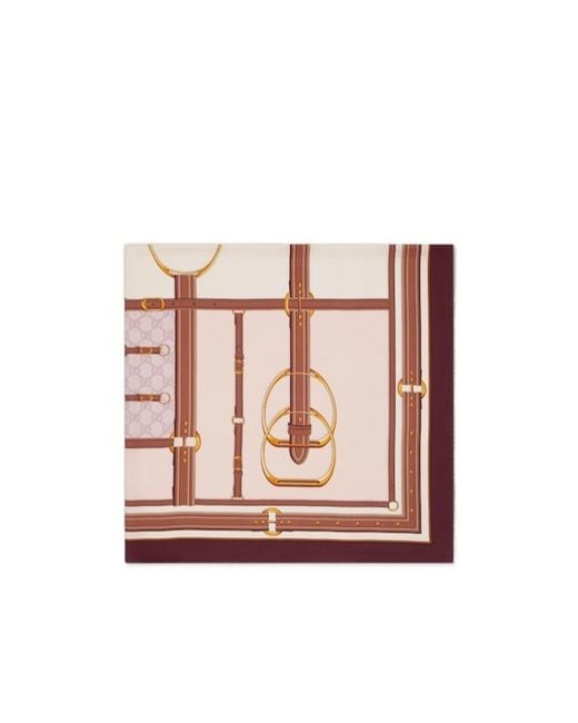 Gucci Pink Printed Twill Scarf