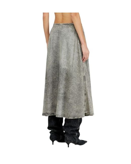 DIESEL Gray De-Annie-S2 Denim Full Skirt