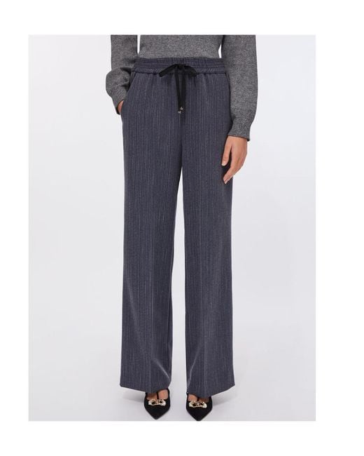Liu Jo Blue Pinstripe Flannel Trousers