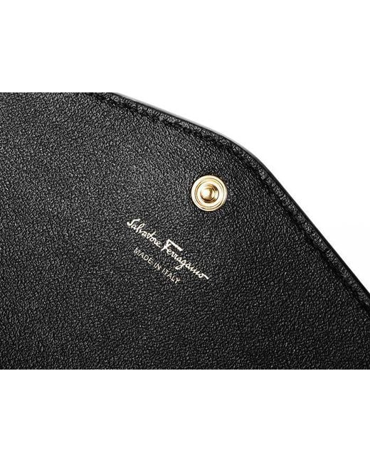 Ferragamo Black Logo Clamshell Clutch