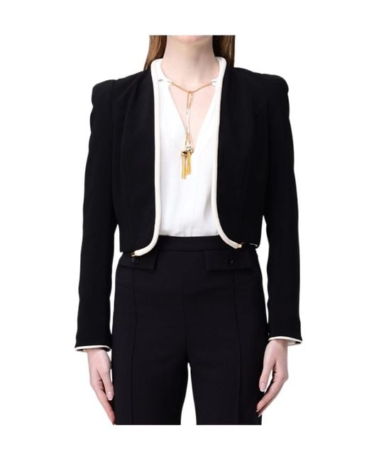 Elisabetta Franchi Blue 3D Piping-Detail Jacket