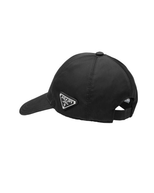 Prada Black Logo Plaque Curved-Peak Baseball Hat