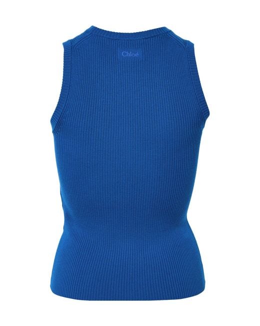 Chloé Blue Tank Top With Logo