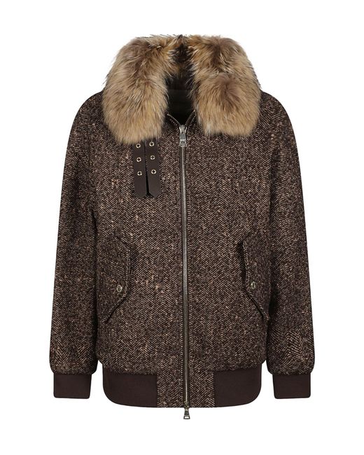 ERMANNO FIRENZE Brown Long-Sleeve Zip-Up Jacket