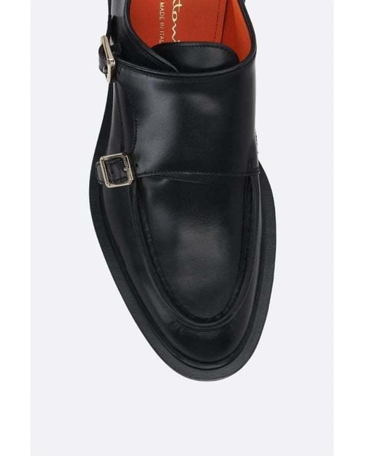 Santoni Black Logo Loafers