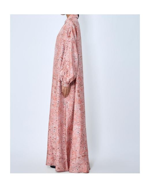 Max Mara Pink Embelished-Collar Printed Dress