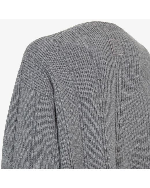 Fendi Gray Open Front Knitted Cardigan for men