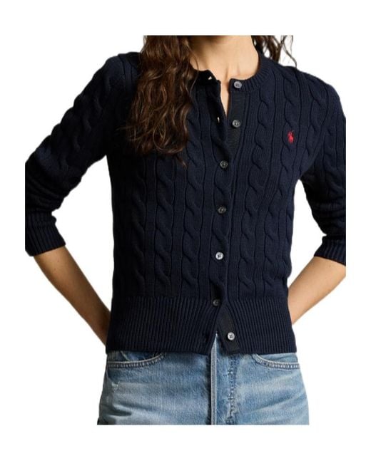 Polo Ralph Lauren Blue Cable-Knit Cotton Cardigan