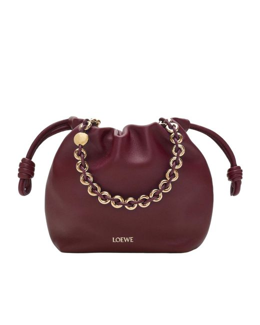 Loewe Red Flamenco Drawstring Mini Shoulder Bag