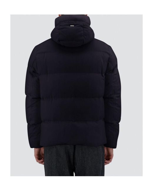 Herno Blue High-Neck Drawstring Bomber Jacket for men