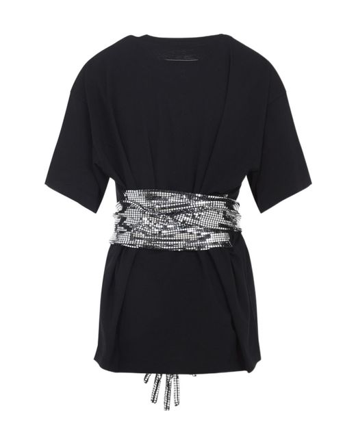 MM6 by Maison Margiela Black Roundneck Label T-Shirt