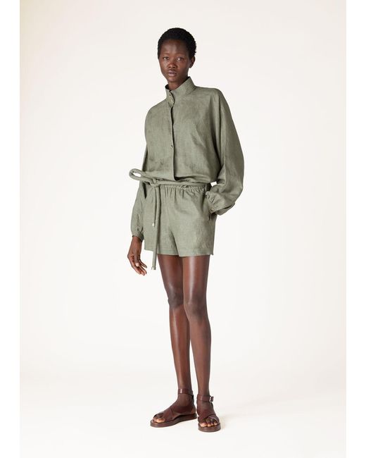 Loro Piana Green Rose Long-Sleeved Jumpsuit