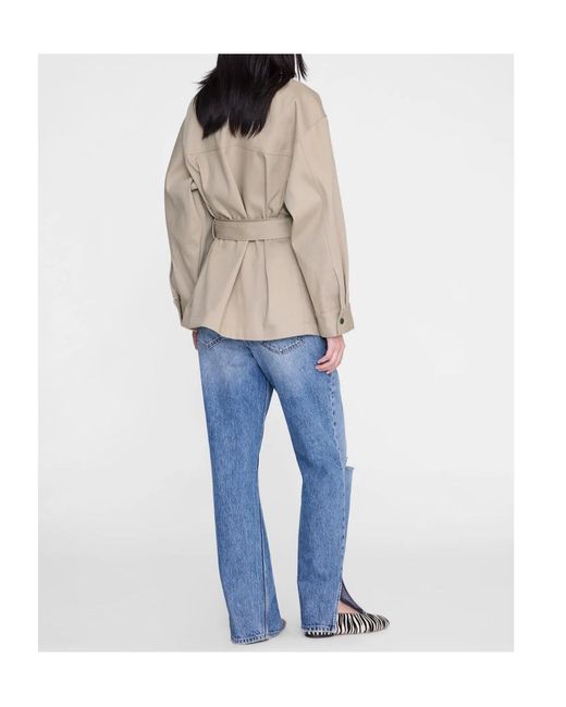 Anine Bing Natural Drawstring Casual Jacket
