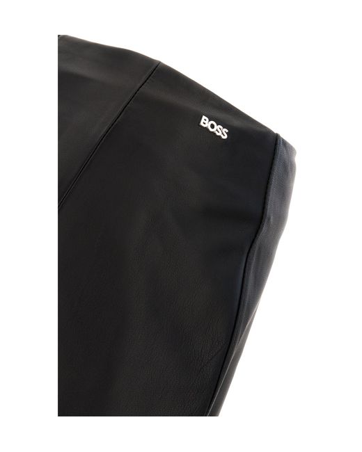Boss Black Boss Logo Lettering Leather Mini Skirt