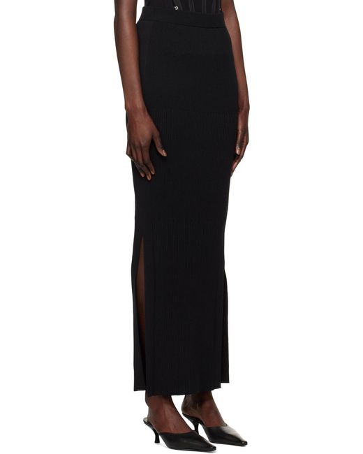 Dion Lee Black Gradient Ribbed-Knit Maxi Skirt