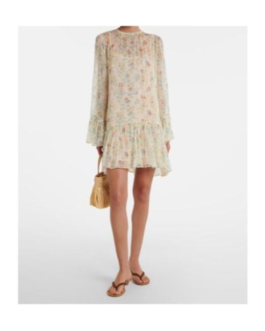 Ulla Johnson White Emmeline Floral Ruffled Silk Minidress