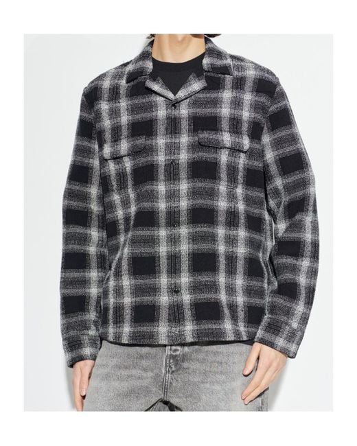 AllSaints Gray Teshio Check Long-Sleeved Shirt for men