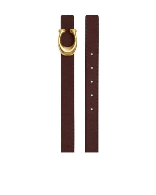 COACH White Sculpted C Buckle Reversible Belt, 25 Mm